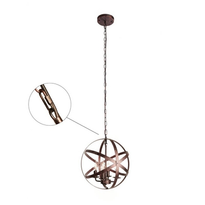 Globe Metal Cage Hanging Pendant Light Industrial Style Lighting Fixture for Cafe Shop