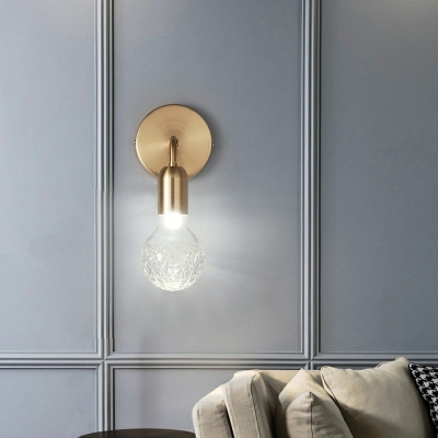 Indoor Decoration Wall Lamp Nordic Modern Glass Ball Sconce Light for Bedroom Corridor in Gold