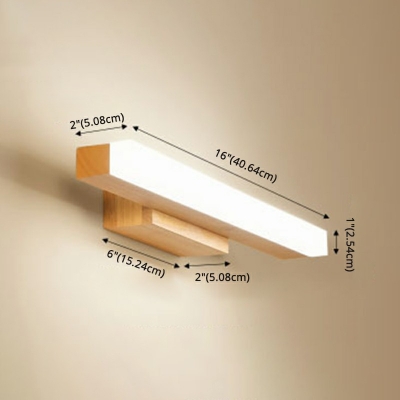 Light Wood Wall Mounted Lighting Simplist Style Acrylic Shade LED Linear Vanity Wall Light Fixtures