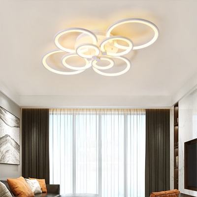 Metal Ceiling Mount Modern Ceiling Light with LED Light Acrylic Circle Shade Semi Flush for Living Room