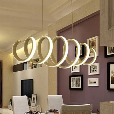 Minimalist Dining Room White Island Pendant Spiral Design Acrylic LED 1-Light Island Light