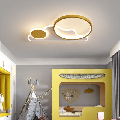 Mount and Ring Flush Mount Lighting Modern Style Metal LED Flush Mount Ceiling Light Fixture for Kid's Room