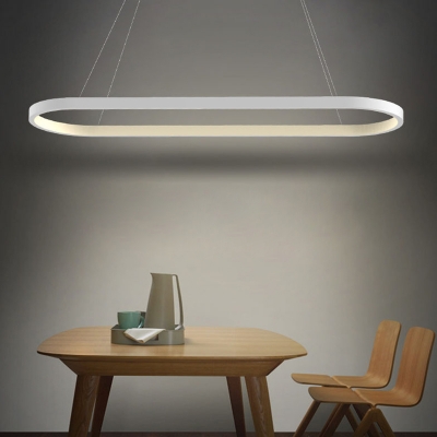 Oval Simplicity Island Pendant Minimalist Dining Room Metal LED 1-Light Island Light