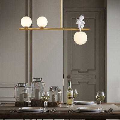 Post-Modern Molecule Island Lighting White Globe Glass Kitchen Bar Pendant Lamp with Cupid