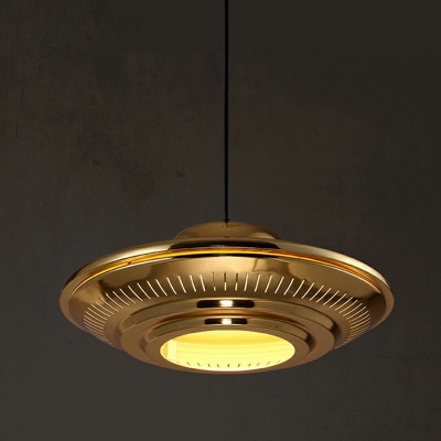 Post-modern Style UFO Hanging Light Single Light 16 Inchs Wide Electroplated Metal Ceiling Pendant Fixture for Bar