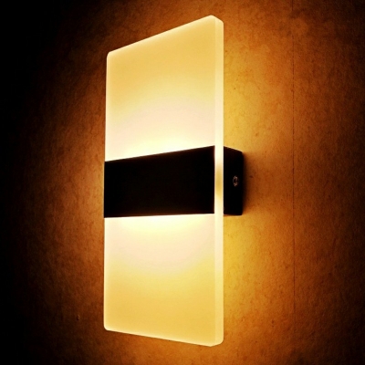 Ultrathin LED Wall Sconce Minimalist Acrylic Black Wall Mounted Lamp for Bedroom