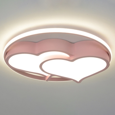 1 LED Light kid Ceiling Light Heart and Circle Shade Flush Mount Ceiling Light for Children Bedroom