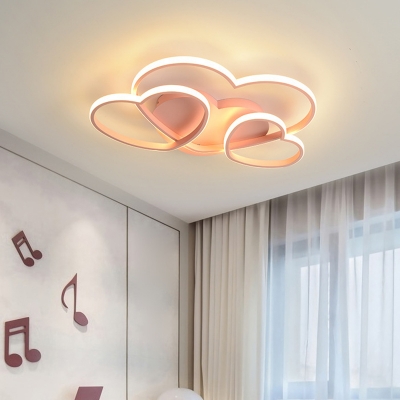 3 Led Light Creative Ceiling Light Acrylic Heart Shade Flush Mount Ceiling Fixture for Bedroom