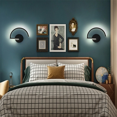 Acrylic Shade LED Wall Lamp Circle Arc Metal LED 1-Light Wall Sconce for Minimalist Bedroom