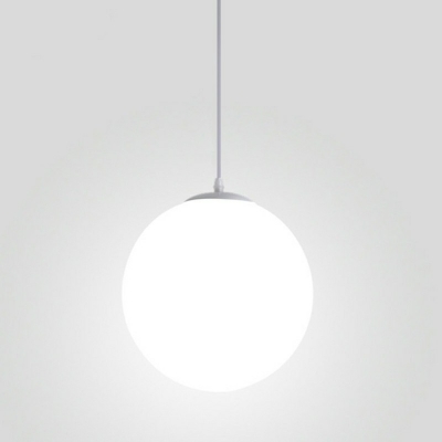 Ball 1-Head Pendant Modern Living Room White Glass Shade Suspension Lighting