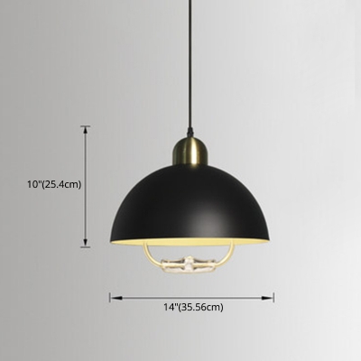 Bowl Drop Pendant Macaron 1-Light 14 Inchs Wide Metal Ceiling Suspension Lamp for Dining Room