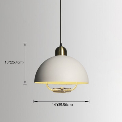 Bowl Drop Pendant Macaron 1-Light 14 Inchs Wide Metal Ceiling Suspension Lamp for Dining Room