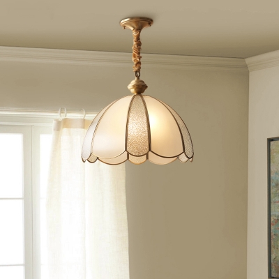 Colonial Style Ceiling Light with 1 Light Frosted Glass Shade Metal Ceiling Mount Single Pendant for Living Room