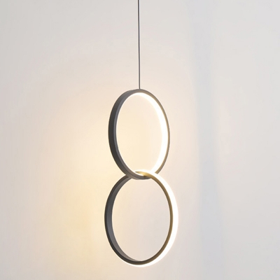 Contemporary LED Pendant Light Metal Shade Ring Light in White for Dining Room