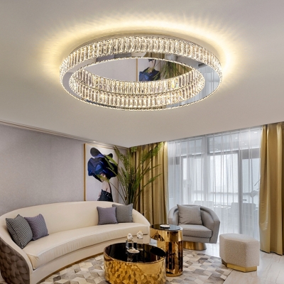 Crystal Circular Flush mount Ceiling Lamp Modern Style LED Crystal Circular Flush Mount Lighting for Living Room