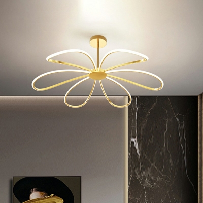 Flower Hanging Pendant Light Contemporary Metal Chandelier Pendant Light in Gold