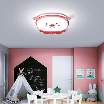 Funny Ceiling Light with 1 LED Light Acrylic Pig Shade Ceiling Light Fixture for Kids Bedroom