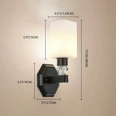 Glass Rectangle Vanity Light Modern Fashion 1 Head 8 Inchs Wide Wall Lighting for Bedroom