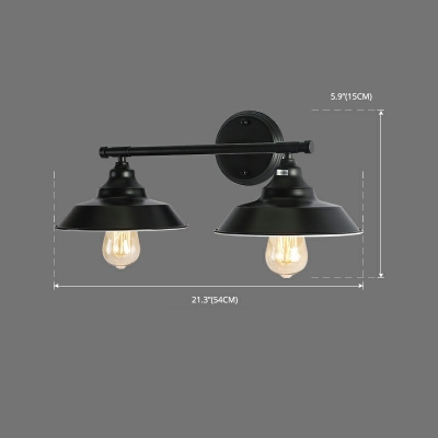 Industrial Metal Vanity Sconce Light Barn Shade Wall Mounted Light for Mirror Cabinet in Black