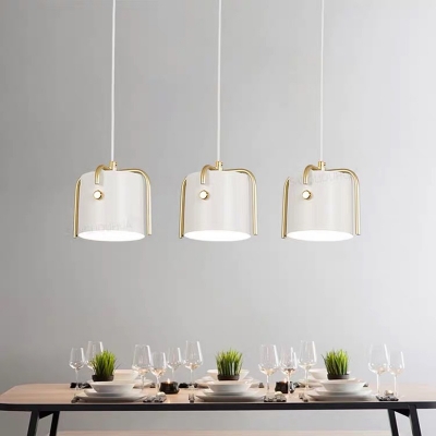 Metal Clip Nordic Dining Room Pendant Cylinder Shade Macaron Colour 1-Head Hanging Lamp
