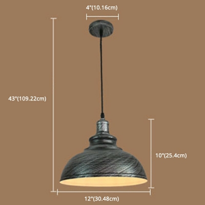 Metal Shade Industrial Living Room Pendant Dome Shaped 1-Bulb Hanging Lamp