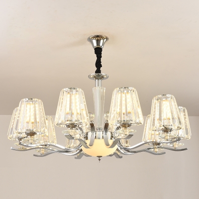 Modern Chandelier Light Fixture Living Room Clear Crystal 18 Inchs Height Chandelier in Silver