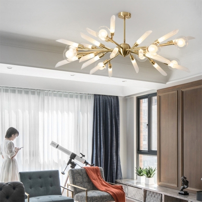 Multi Arm Chandelier Frosted Glass Ball and Tube LED Chandeliers Post Modern 22 Inchs Height LED Branch Pendant Lighting