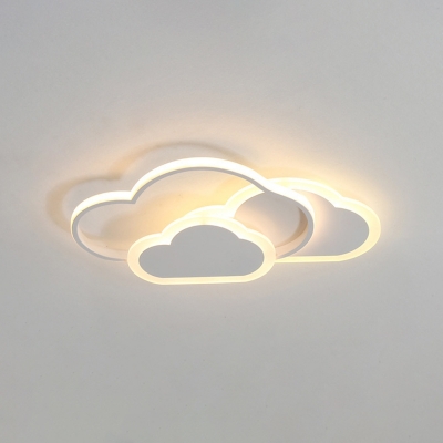 Acrylic Cloud Flush-Mount Light Fixture Contemporary LED Close to Ceiling Lamp for Kid's Room