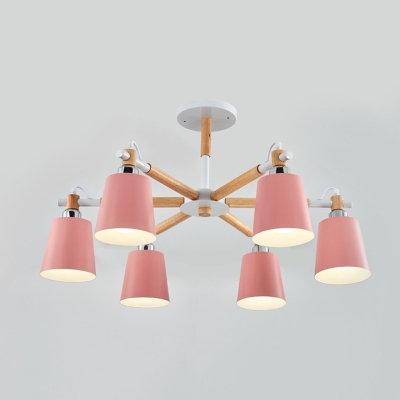Burst Chandelier Lamp Post-Modern Metal Barrel Shade Hanging Light Fixture for Living Room with 10 Inchs Height Adjustable Cord