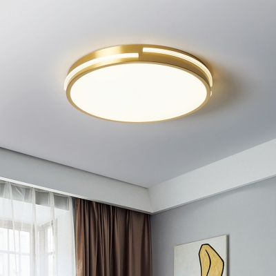 Contemporary Ceiling Light Brass Circle Shade with 1 LED Light Flush Mount Ceiling Light for Living Room