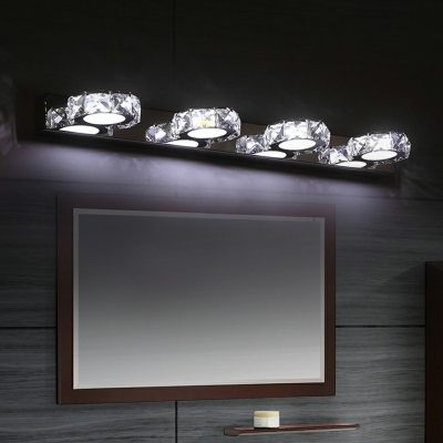 Contemporary Style Bathroom Vanity Wall Sconce Multiple Crystal Head Vanity Mirror Lights in Clear