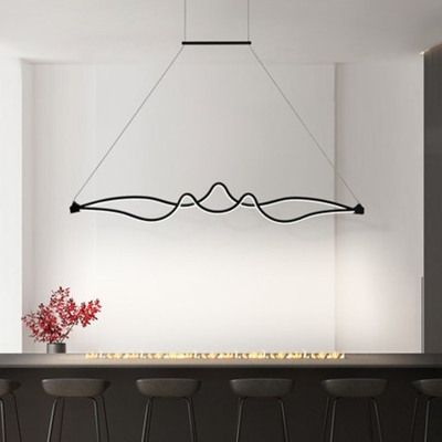 Creative Linear Island Pendant Modern Dining Room Metal Coffee LED 2-Light Island Light