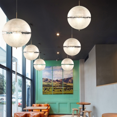 Globe White Suspension Lighting Modern Restaurant Resin Shade 1-Head Chandelier
