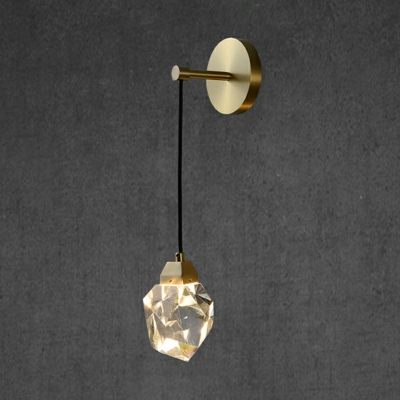 Gold Stone Shaped Wall Light Fixture Simplicity Crystal 1 Head Bedside Wall Hanging Lamp in Warm Light