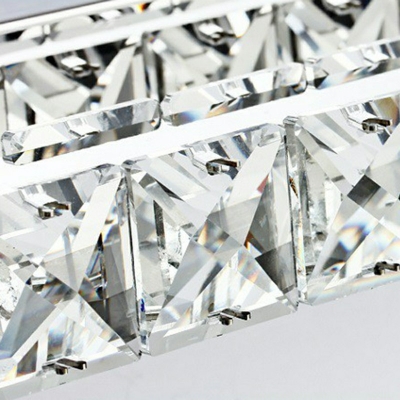 Modern Chrome Vanity Light Fixtures Linear LED Metallic Mirror Vanity Lights with Crystal Shade