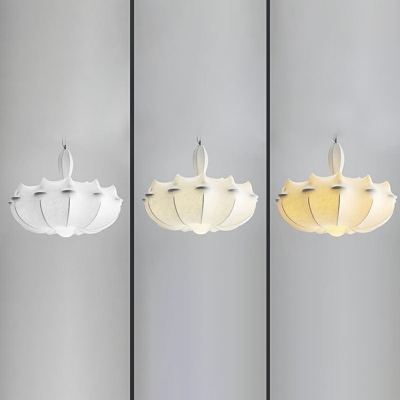 Modern Style 3-Lights Pendant Light Stretch Fabric Lantern Shade Suspension Lighting Fixture for  Dining Room in White