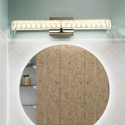 Modern Style Silver LED Wall Mounted Vanity Lights Rectangle Metal Bathroom Vanity Sconce