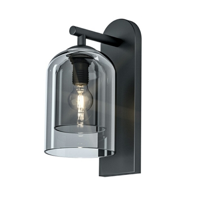 Postmodern 1-Bulb Sconce Lamp 13.5 Inchs Height Double Dome Wall Mount Lighting with Glass Shade