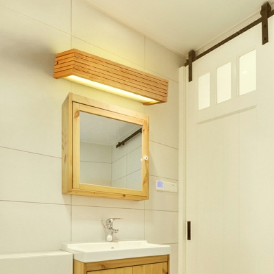 Rectangular LED Bathroom Vanity Fixtures Nordic Vanity Light above Mirror in Wood