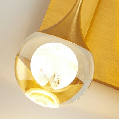 Spherical Wall Lamp Minimalist Globe Glass Wall Sconce Lighting with Arch Arm in Warm Light