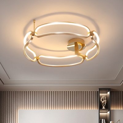 Aluminum Geometric Shade Ceiling Light with 1 LED Light Metal Ceiling Mount Semi Flush for Restaurant