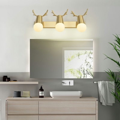 American Angle Adjustable Vanity Light Fixture Golden Antlers over Mirror Vanity Lighting Ideas for Bathroom