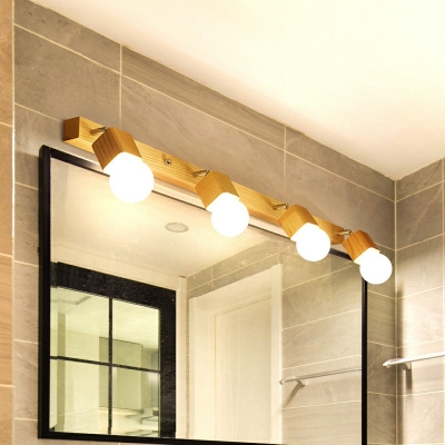 Ball Shade Bathroom Vanity Wall Sconce Wooden Siding Angle Adjustable Vanity Mirror Lights