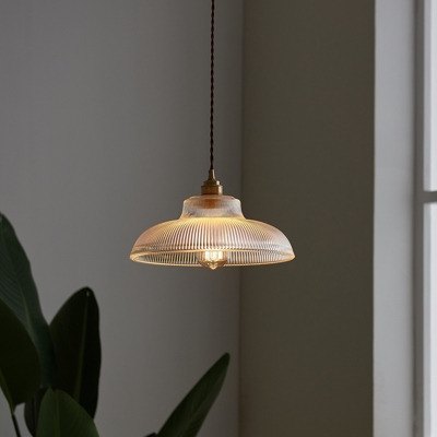 Barn Pendant Single Light Wide with Clear Prismatic Glass for Bedside Hallway Kitchen