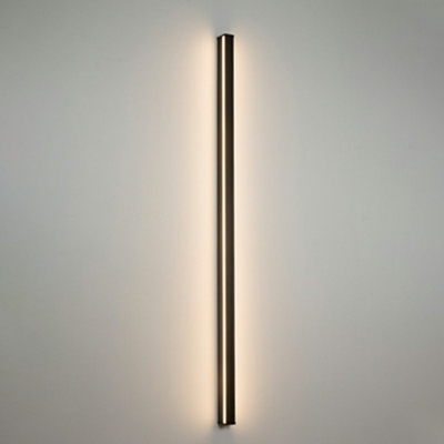 Black Bar Shaped Flush Wall Sconce Simplicity LED Metal Wall Lighting in Warm Light
