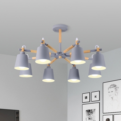 Burst Chandelier Lamp Post-Modern Metal Barrel Shade Hanging Light Fixture for Living Room with 12 Inchs Height Adjustable Cord