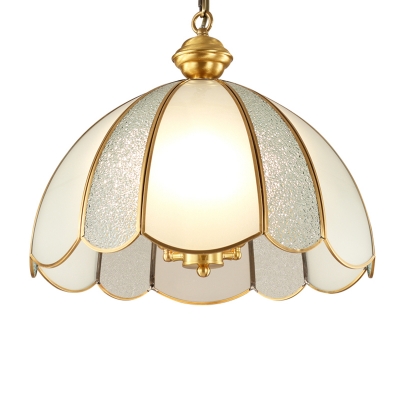 Colonial Style Ceiling Light with 1 Light Frosted Glass Shade Metal Ceiling Mount Single Pendant for Living Room