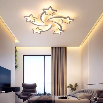 Contemporary Acrylic LED Ceiling Flush Mount Light Bedroom Stars Ceiling Light in White