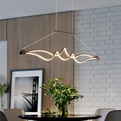 Creative Linear Island Pendant Modern Dining Room Metal Coffee LED 2-Light Island Light