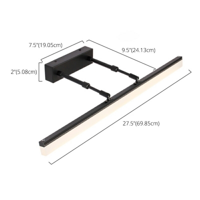 Extendable Linear Vanity Lighting Minimalist Acrylic LED Wall Mounted Light for Bathroom in Black